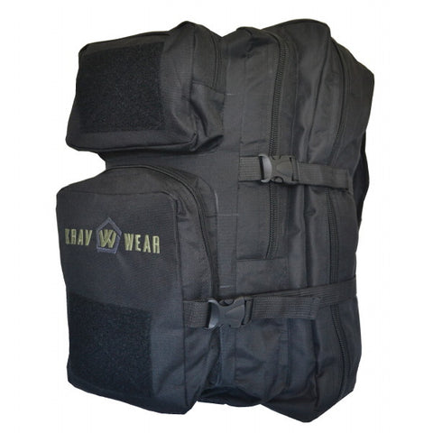 Tactical Style Lite Backpack, (black with olive green text) - Krav Wear